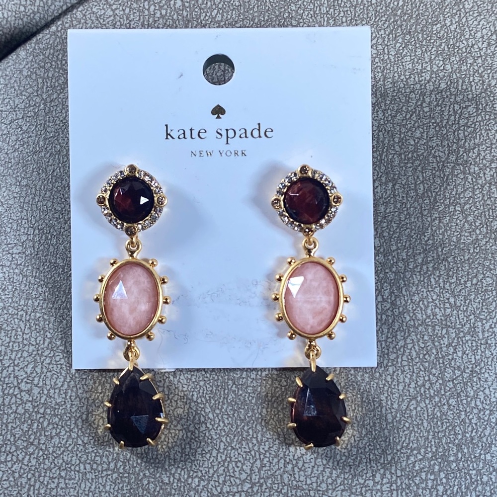 Kate Spade Pink & Purple Gem Drop Earrings - Picture 1 of 9